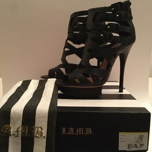 L.A.M.B. ZAN Black Leather Booties (Sz 8)